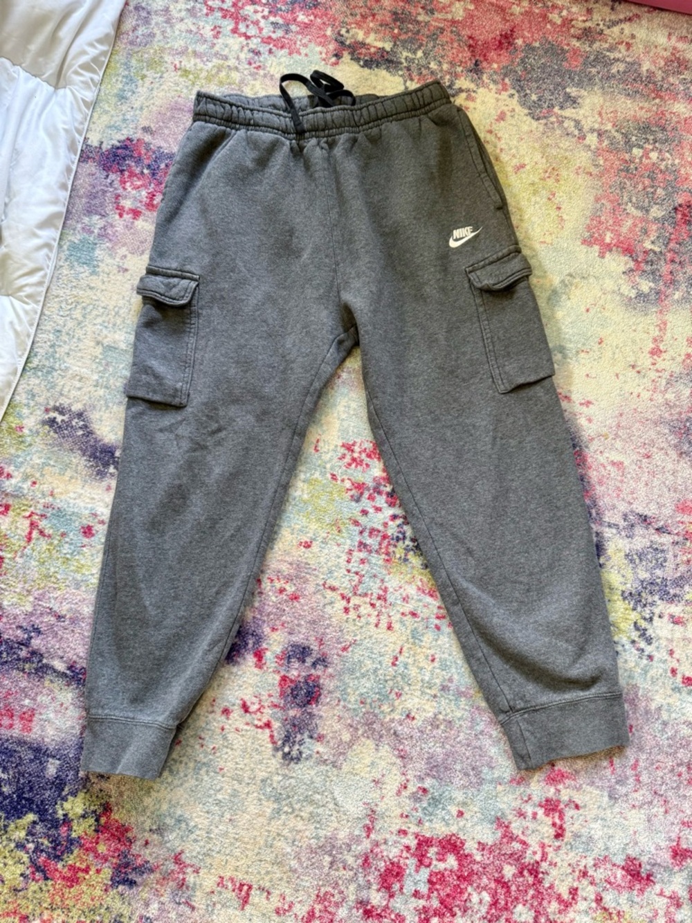 Nike Kids Gray Cargo Sweatpants with Drawstring